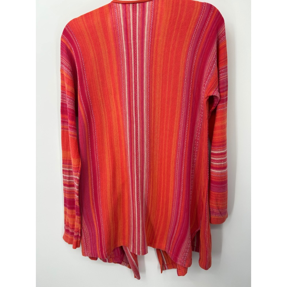 J. Jill Womens Medium Orange Pink Striped Open Front Draped Cardigan Sweater - Picture 5 of 7